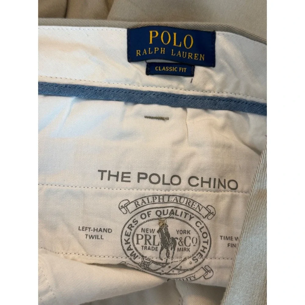 Polo Ralph Lauren‎ Classic Fit Chino Pants Khaki Mens 38x29 Flat Front - Picture 3 of 4
